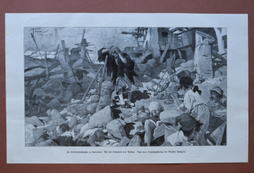 Art Print Italy 1909 Riccardo Pellegrine earth quake catastrophy ruins of Messina
